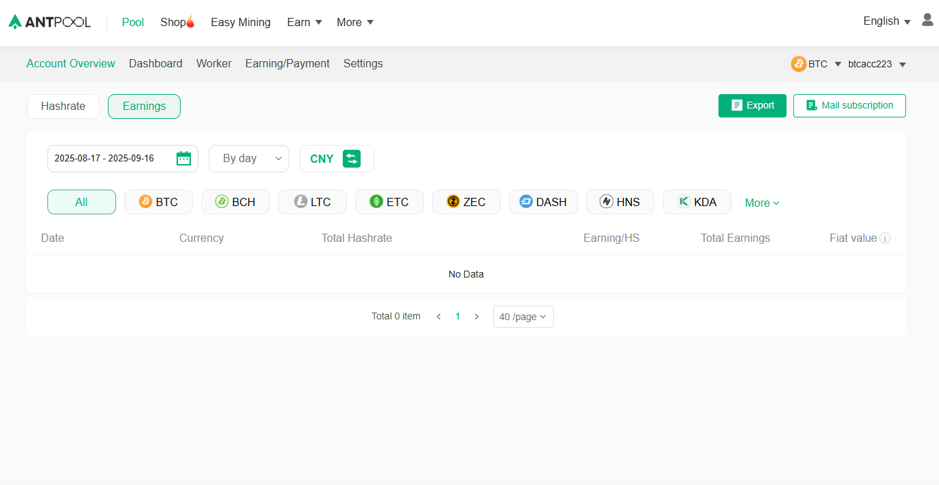 AntPool dashboard example