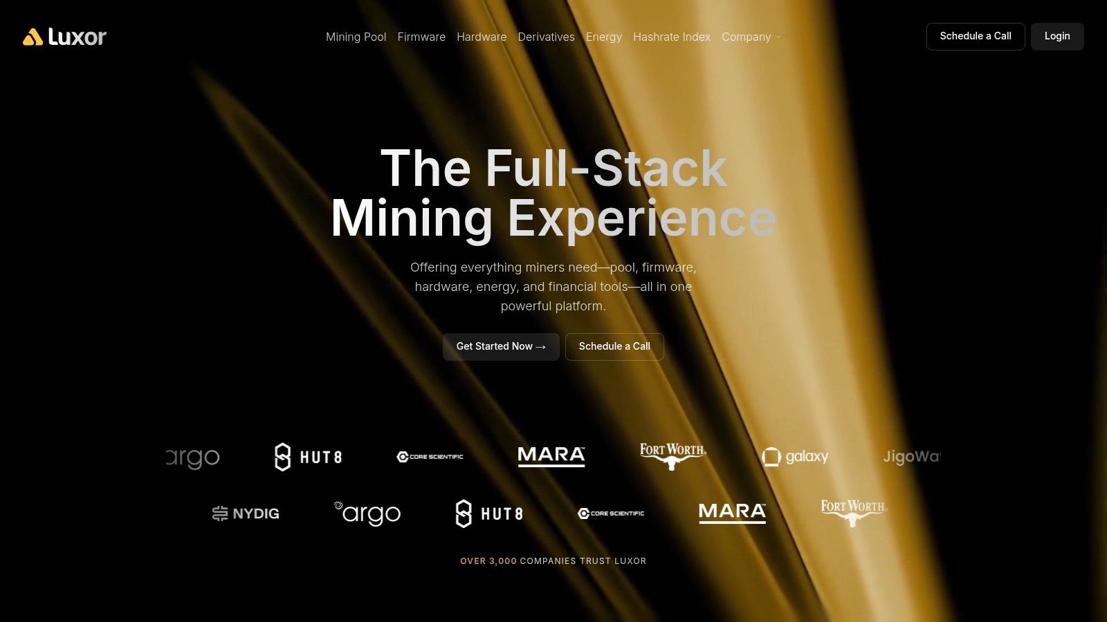 A screenshot of the Luxor mining platform, showing its clean interface for tracking hashrate, revenue, and worker status, illustrating its user-friendly design.